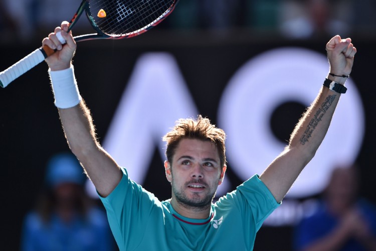 Stan Wawrinka comemora após avançar às semifinais do Aberto da Austrália (Peter Parks/AFP)