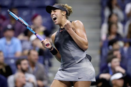 Madison Keys comemora vitória sobre Elina Svitolina (Matthew Stockman - 4.set.2017/AFP)