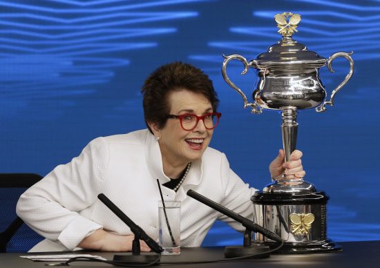 Billie Jean King em entrevista no Aberto da Austrália (Mark Baker - 12.jan.2018/Associated Press