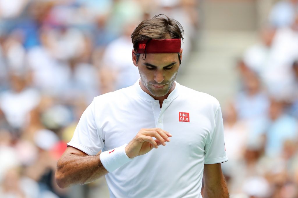 Federer na partida de segunda rodada do Aberto dos EUA (Elsa/AFP)